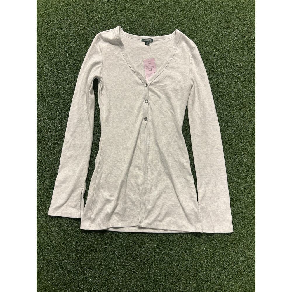 Wild Fable Rib Henley long-sleeve maternity and nursing top in heather gray XXS